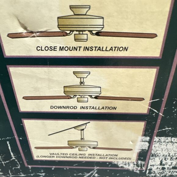 VTG Heritage 52”Ceiling Fan Polished Brass Finish Oak /Walnut Blades W/ Light - Picture 9 of 14